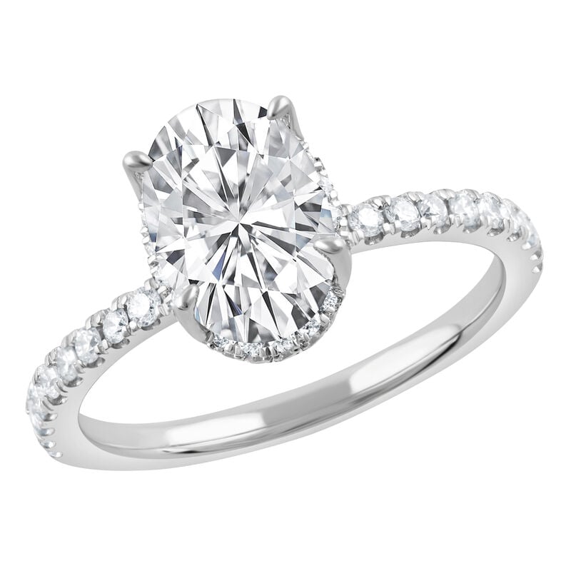 Oval Lab Grown Diamond 1 7/10ctw. Halo Engagement Ring in 14k White Gold image number null